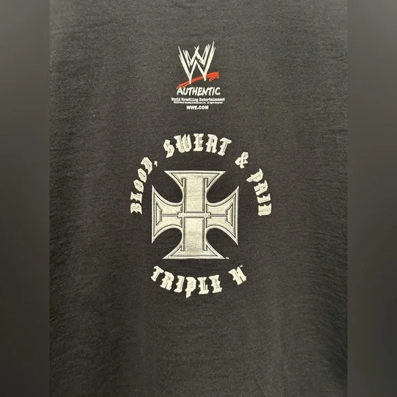 VINTAGE 2004 Euro WWE HHH TRIPLE H T SHIRT BLOOD SWEAT PAIN Size Men’s Medium - Picture 4 of 6